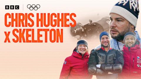 TV personality Chris Hughes tries Skeleton with GB's Amelia Coltman and Marcus Wyatt