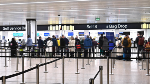 Bag drop area of Birmingham Airport