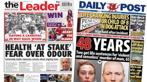 Front pages of the Wrexham Leader and the Daily Post