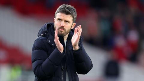 Michael Carrick claps the fans after Middlesbrough's recent win over Derby