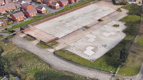 Overhead view of large empty plot of land off Craddock Street in Wolverhampton
