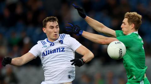 Connacht's Matthew Tierney battles with Leinster's Daniel Flynn in the opening Interprovincial semi-final at Croke Park