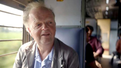 Toby Jones on a train in India
