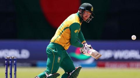 South Africa batter Heinrich Klaasen plays a shot
