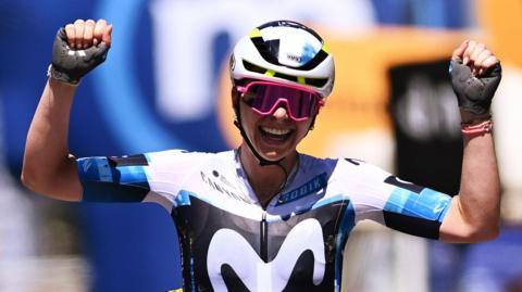Germany's Liane Lippert of Movistar Team wins stage six of the 2025 Women's Giro d'Italia