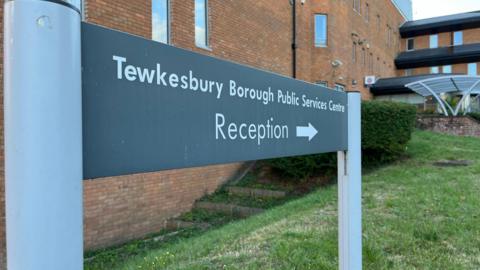 A sign outside Tewkesbury Borough Council's public services centre