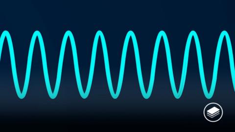 A picture of a turquoise sound wave with a navy background. 