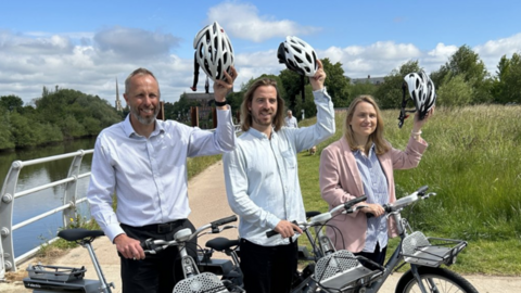 Three people on Beryl bikes