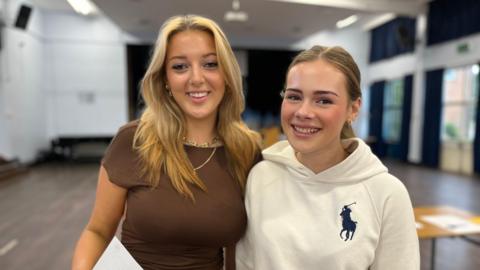 Gracie and Madeline receive their results at Thirsk School