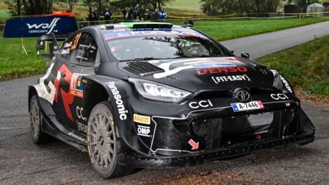 Driver Elfyn Evans and co-driver Scott Martin of the team Toyota Gazoo Racing WRT, in a Toyota GR Yaris Rally1 Hybrid during the FIA World Rally Championship WRC Central European Rally 2024 in Bad Griesbach, Germany