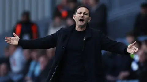 Coventry City boss Frank Lampard with his arms outstretched in frustration