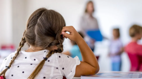 A girl in a classroom