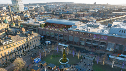 Aerial view of Eldon Square shopping centre