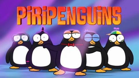 Five cartoon Penguins