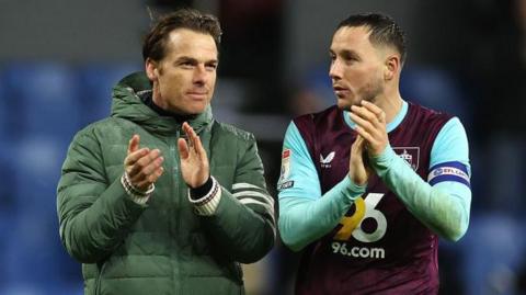 Burnley boss Scott Parker with captain Josh Brownhill