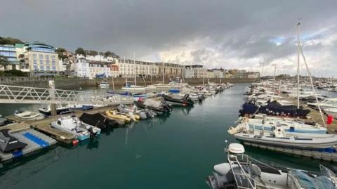 Boats moored up at the QEII Marina in La Salerie Quay, Guernsey