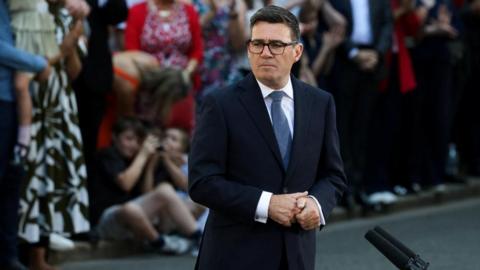 Andy Burnham during speech outside Downing Street
