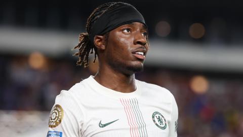Noni Madueke playing for Chelsea at the Club World Cup