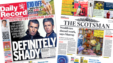Front pages of Daily Record and Scotsman