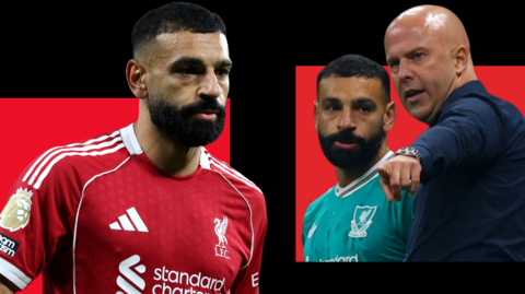 Liverpool forward Mohamed Salah and Reds boss Arne Slot
