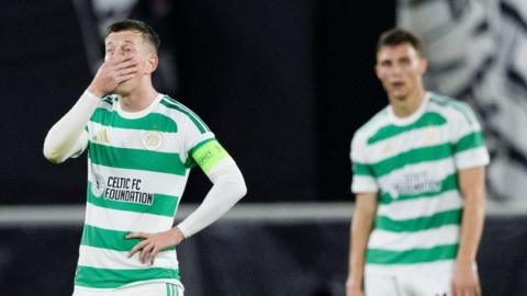 Celtic captain Callum McGregor looks dejected