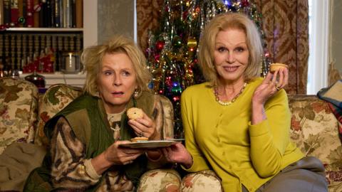 Joanna Lumley as Felicity (right) and Jennifer Saunders as Aunt Joan (left) in the new Amandaland Christmas Special