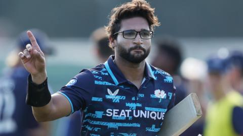 Yorkshire's Imam-ul-Haq waves to the crowd after getting out
