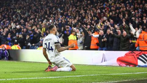 Lukas Nmecha celebrates after scoring against Fulham 