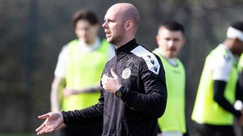 St Mirren's Craig McLeish takes training