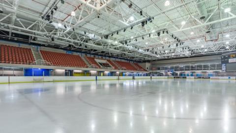 The inside of the ice rink