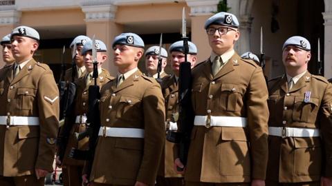 4 Army Air Corps on parade in Ipswich town centre