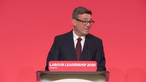 Andy Burnham at the Labour Party podium