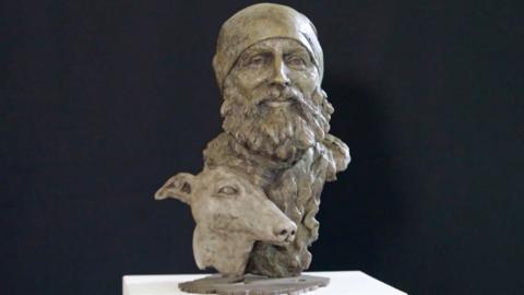 Sculpture of former soldier and fundraiser Christian.