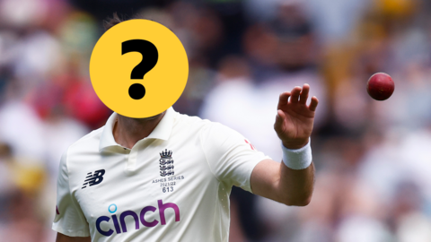 Photo of an England bowler with his face hidden