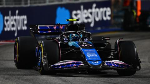 Alpine's Pierre Gasly racing in Singapore