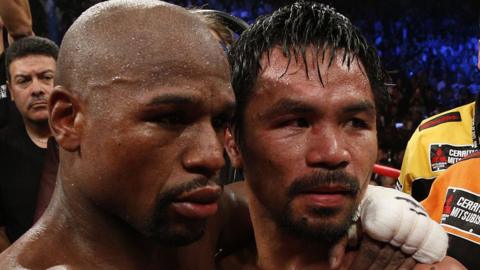 Manny Pacquiao and Floyd Mayweather in 2015