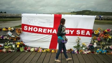 Flowers left on the Old Tollbridge near A27, Shoreham