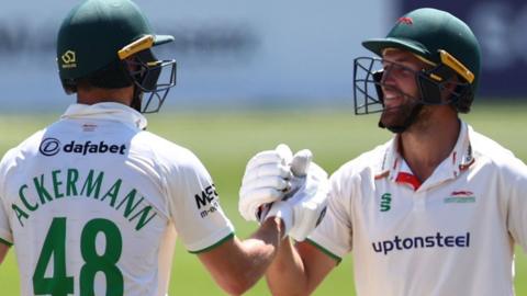 Leicestershire's record score also contained career-best double centuries for Colin Ackermann and fellow South African Wiaan Mulder