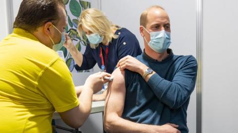 Prince William receiving his jab