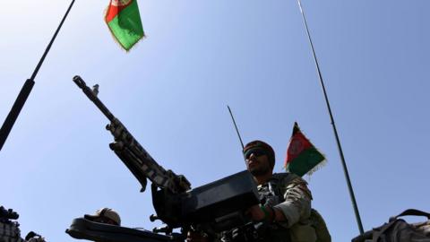 A member of the Afghan security force takes position during an operation against Islamic State (IS) militants in Khot district of Nangarhar province, Afghanistan, 11 April 2017