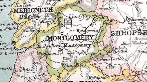 Map of the old county of Montgomeryshire