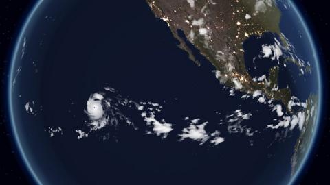 BBC Weather satellite graphic showing Hurricane Douglas in the PacificOcean