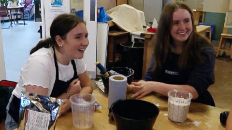 Two girls in a workshop