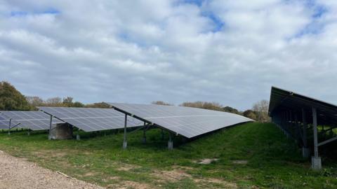 solar panels in field