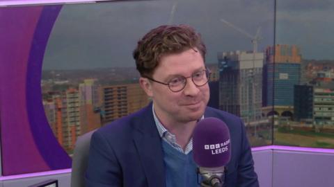 Councillor Jonathan Pryor in a BBC Radio Leeds studio