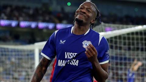 Gabriel Osho reacts during Cardiff's draw with Wrexham 