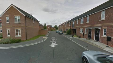 A Google Street View of Appleby Way in Birchwood, Lincoln. It shows residential houses on either side of the road. Cars are parked on the right-hand side of the road.