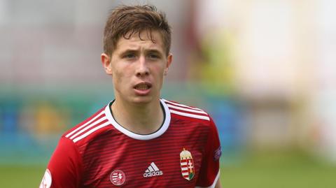 Mark Kosznovszky in action for Hungary