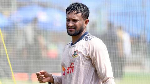 Bangladesh's Shakib Al Hasan training in Lahore ahead of his team's Test series against Pakistan.