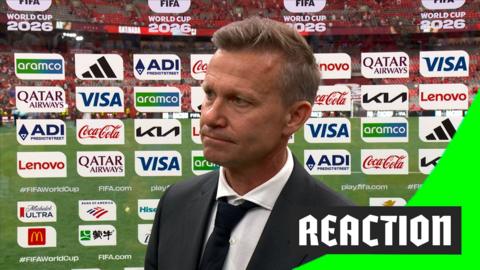 Jessie Marsch gives a post-match interview after Canada beat Qatar 6-0 in the 2026 World Cup